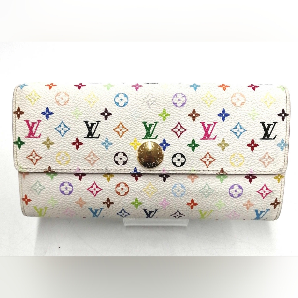 LOUIS VUITTON Monogram Multicolor Sarah Wallet White